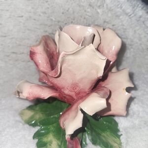 CAPODIMONTE ITALIAN Ceramic Rose Candelholder